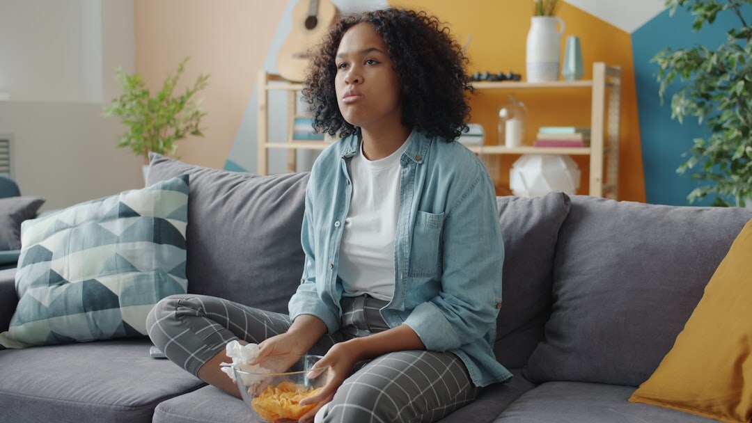 woman meditating at home